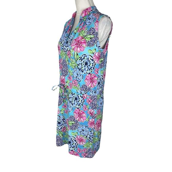 IBKUL Larisa Drawstring Golf Dress Sleeveless Floral Pink Turquoise Size XS - Picture 5 of 10